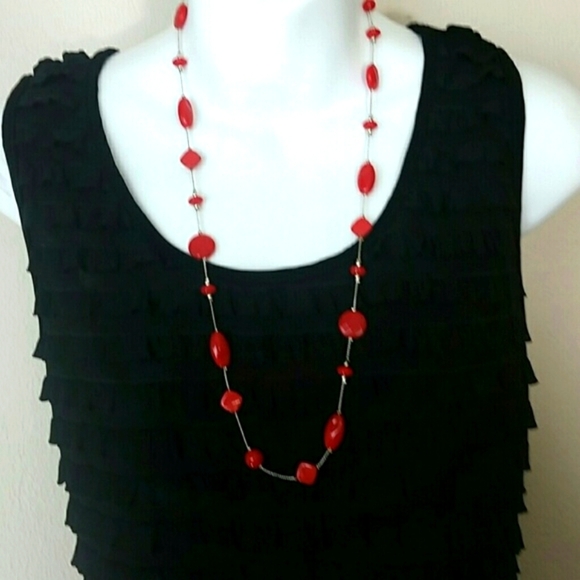 *Susan Lawrence tank Top shell tunic ruffled Tiers black Scoop Neck Thick Straps - Picture 2 of 3